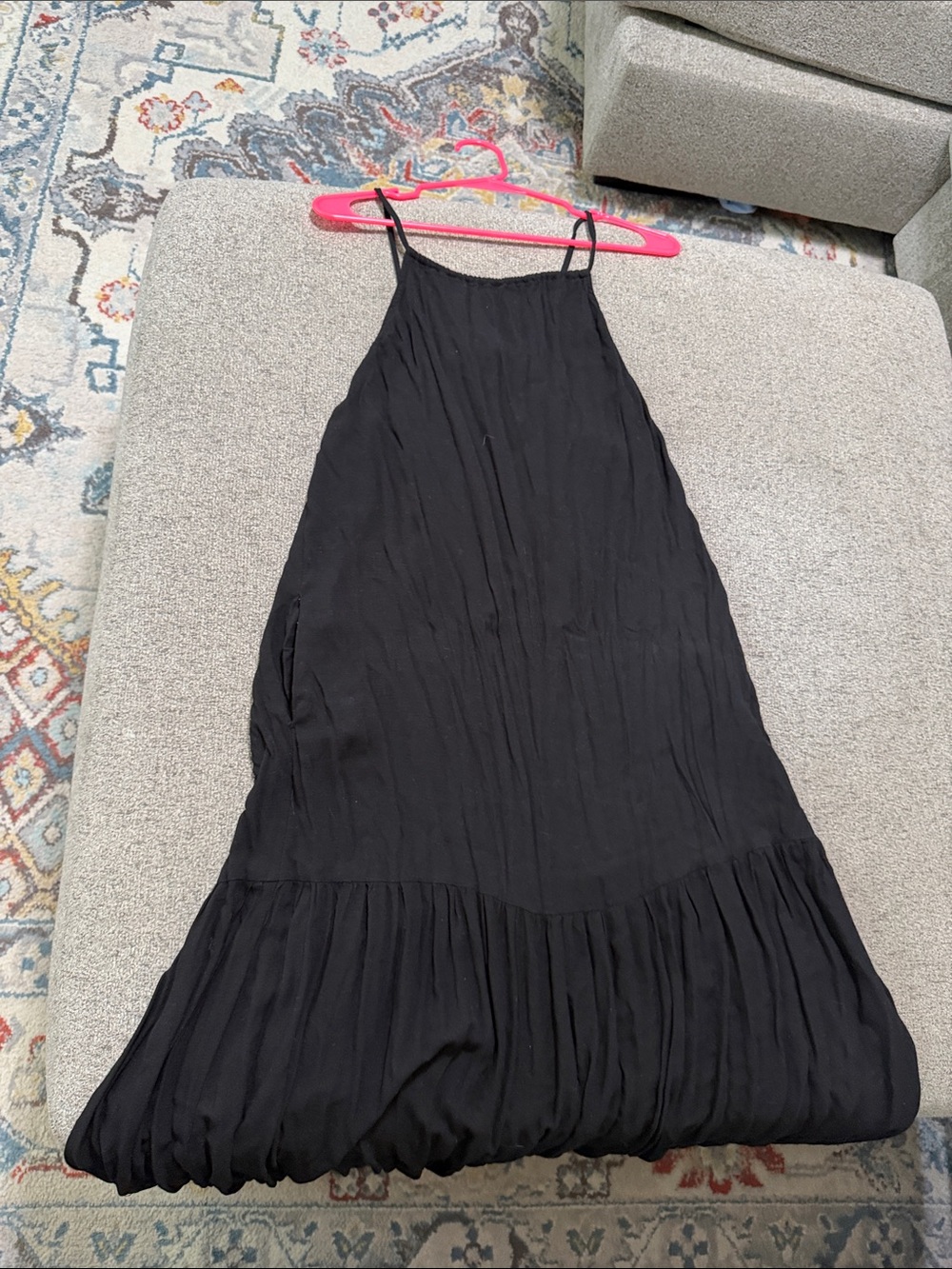 Black Halter Maxi Dress with Flared Hem